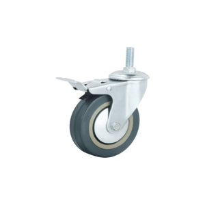 Rueda Giratoria / Pvc Gris / Espiga Roscada / Con Freno 3"