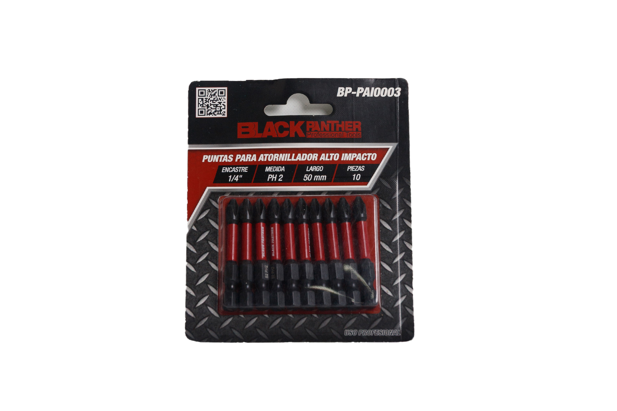 Punta Atornillador Alto Impacto 1/4" - PH2 - 50 mm - 10 un
